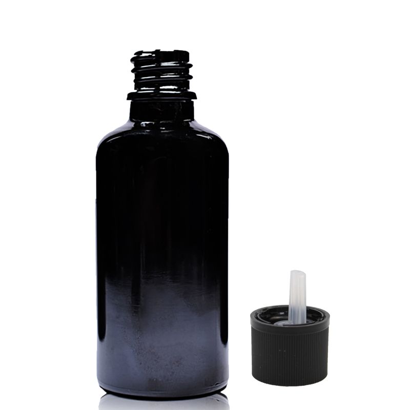 50ml Čierna Sklenená Fľaška s Uzáverom s Detskou Poistkou