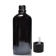 100ml Čierna Sklenená Fľaška s Uzáverom s Detskou Poistkou
