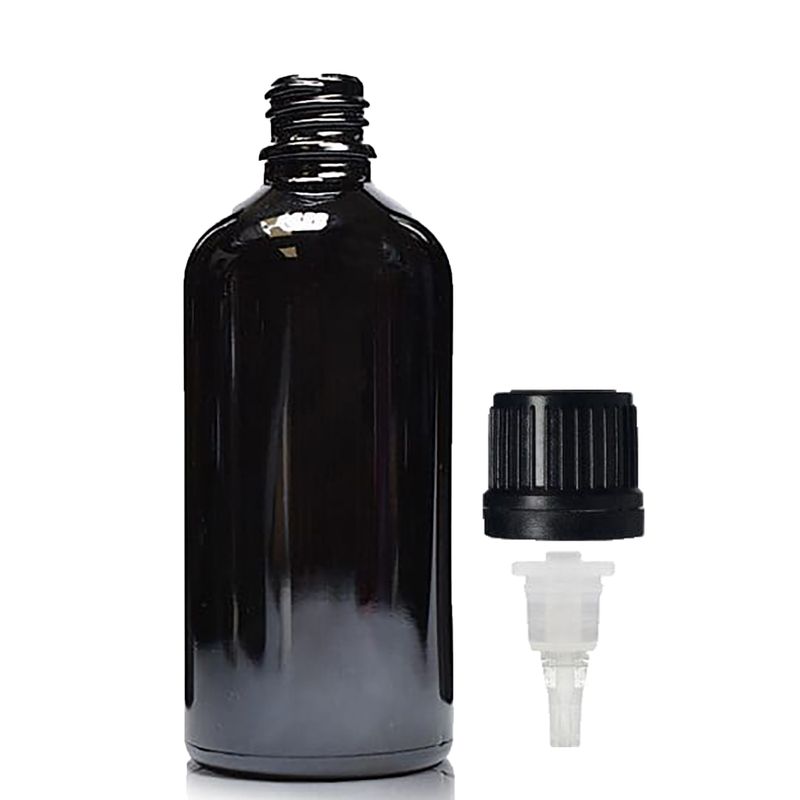 100ml Čierna Sklenená Fľaška s Kvapkadlom