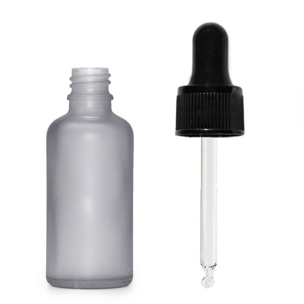 30ml Fľaška z Matného Šedého Skla s Čiernou Pipetou