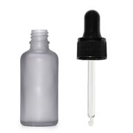 30ml Fľaška z Matného Šedého Skla s Čiernou Pipetou