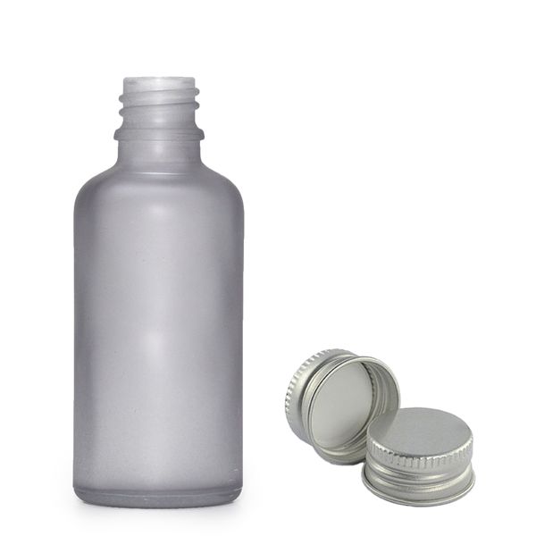 50ml Fľaška z Matného Šedého Skla s Hliníkovým Uzáverom