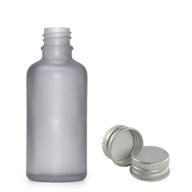 50ml Fľaška z Matného Šedého Skla s Hliníkovým Uzáverom