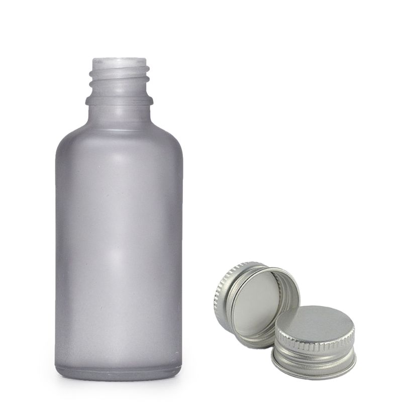 50ml Fľaška z Matného Šedého Skla s Hliníkovým Uzáverom