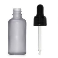50ml Fľaška z Matného Šedého Skla s Čiernou Pipetou