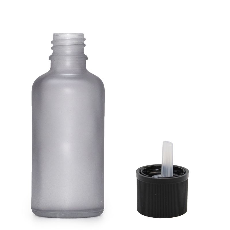 50ml Fľaška z Matného Šedého Skla s Uzáverom s Detskou Poistkou