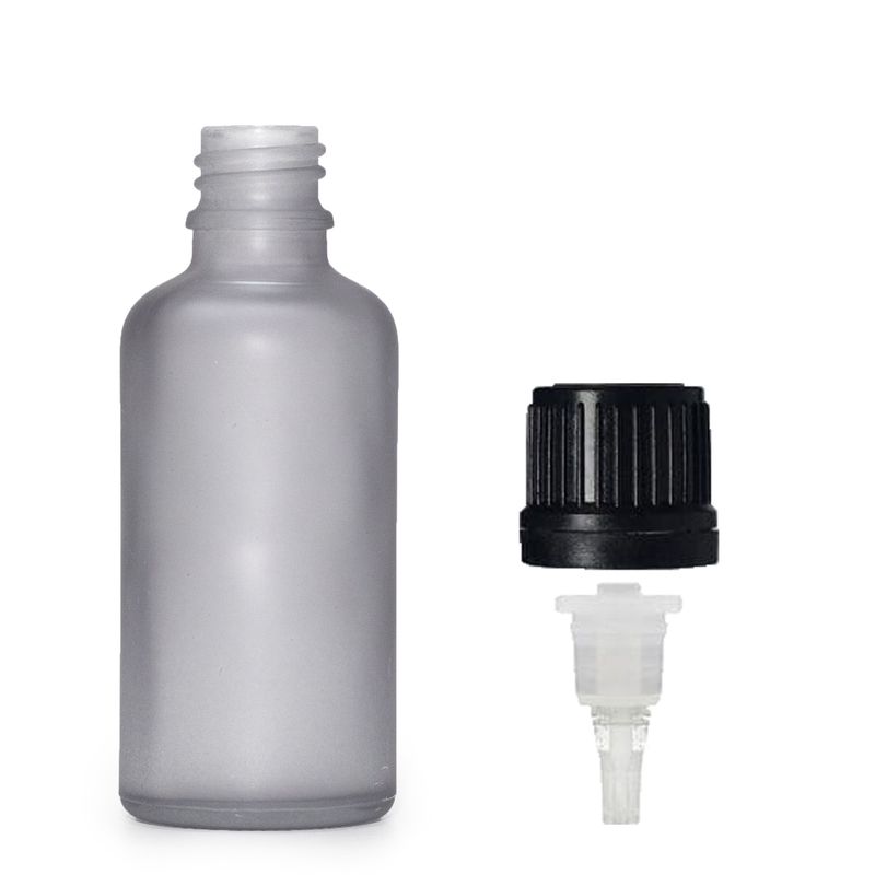 50ml Fľaška z Matného Šedého Skla s Kvapkacím Uzáverom