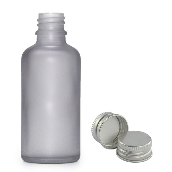 100ml Fľaška z Matného Šedého Skla s Hliníkovým Uzáverom