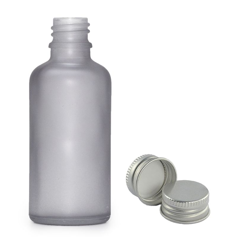 100ml Fľaška z Matného Šedého Skla s Hliníkovým Uzáverom