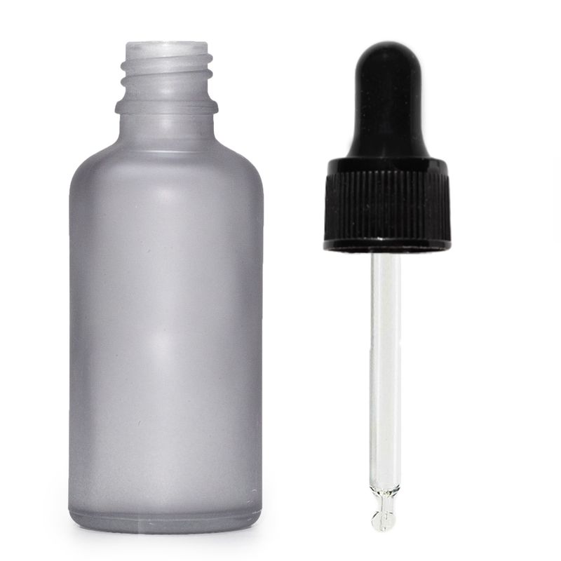 100ml Fľaška z Matného Šedého Skla s Čiernou Pipetou