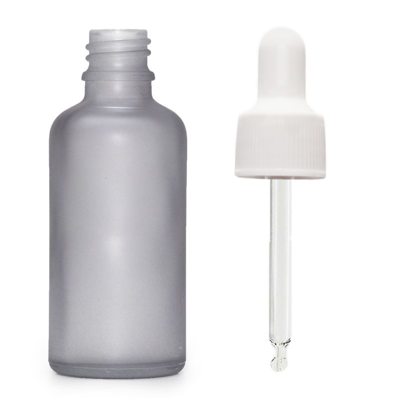 100ml Fľaška z Matného Šedého Skla  s Bielou Pipetou