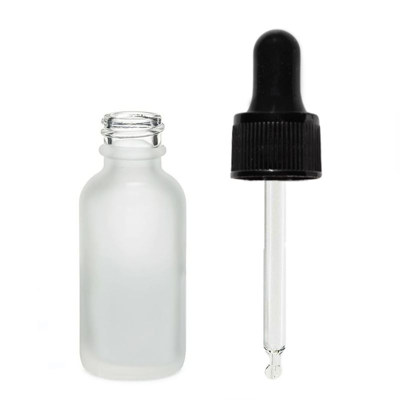 30ml  Fľaška z Matného Bieleho Skla s Čiernou Pipetou