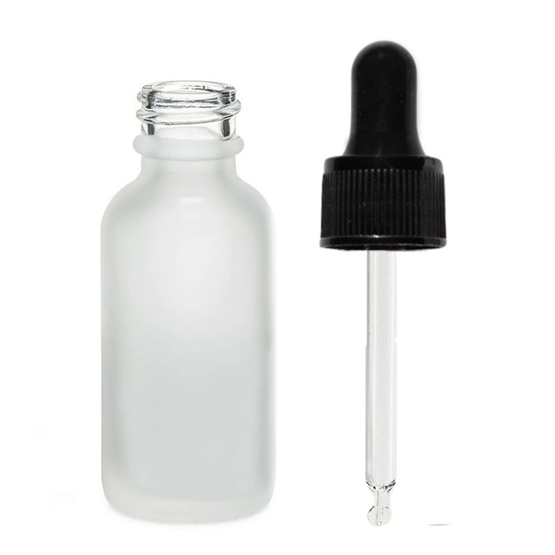 50ml  Fľaška z Matného Bieleho Skla s Čiernou Pipetou