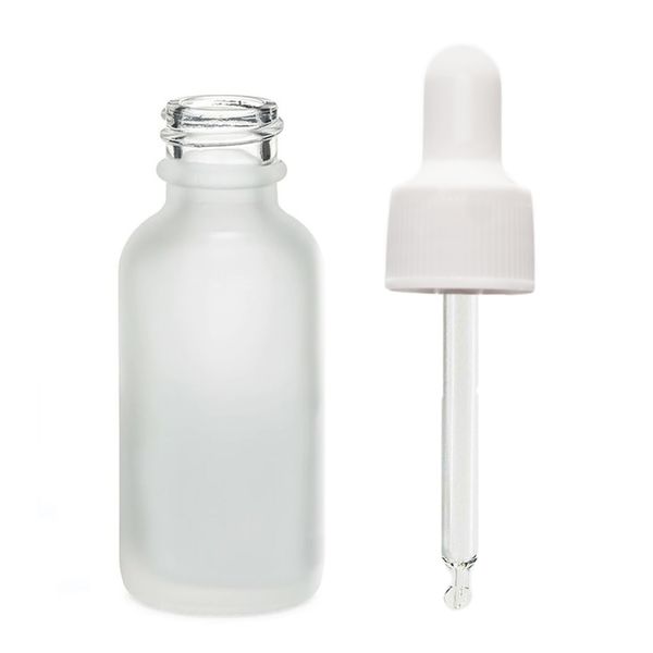 50ml Fľaška z Matného Bieleho Skla s Bielou Pipetou