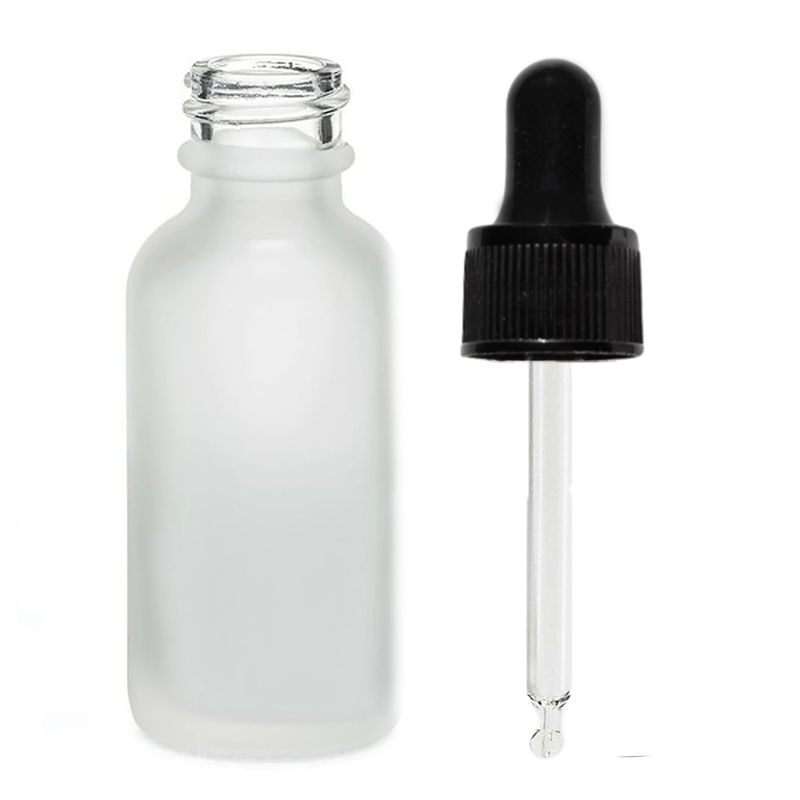 100ml  Fľaška z Matného Bieleho Skla s Čiernou Pipetou