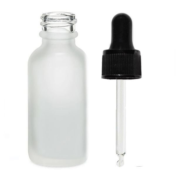 100ml Fľaška z Matného Bieleho Skla s Čiernou Pipetou