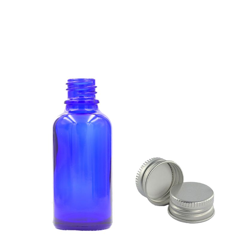 5ml Modrá Sklenená Fľaška s Hliníkovým Uzáverom