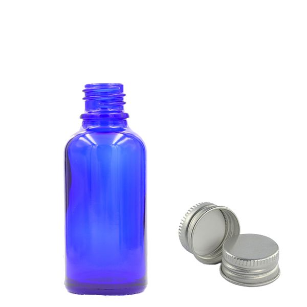 10ml Modrá Sklenená Fľaška s Hliníkovým Uzáverom