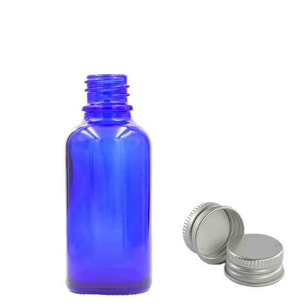15ml Modrá Sklenená Fľaška s Hliníkovým Uzáverom