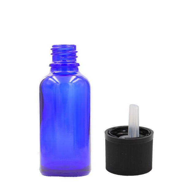 15ml Modrá Sklenená Fľaška s Uzáverom s Detskou Poistkou