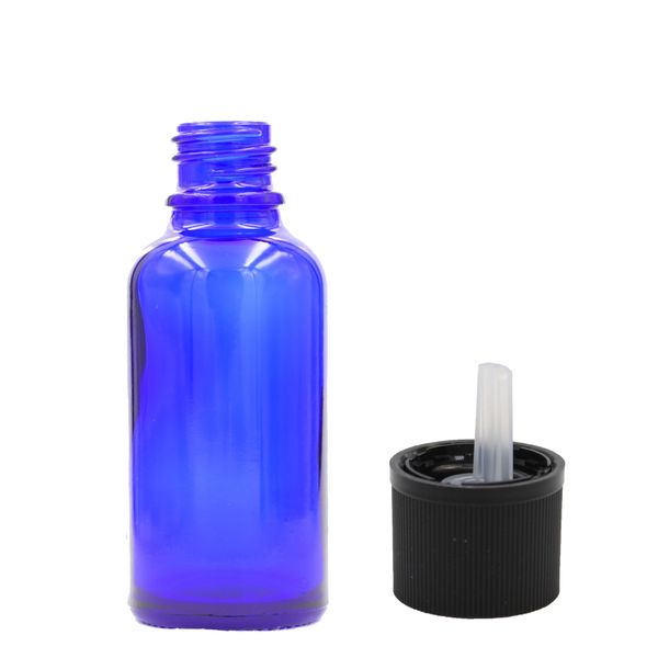 30ml Modrá Sklenená Fľaška s Uzáverom s Detskou Poistkou