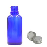 50ml Modrá Sklenená Fľaška s Hliníkovým Uzáverom