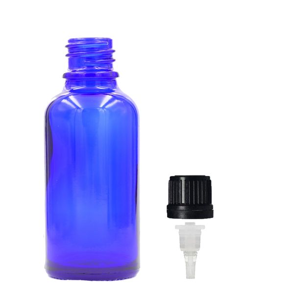 50ml Modrá Sklenená Fľaška s Kvapkadlom