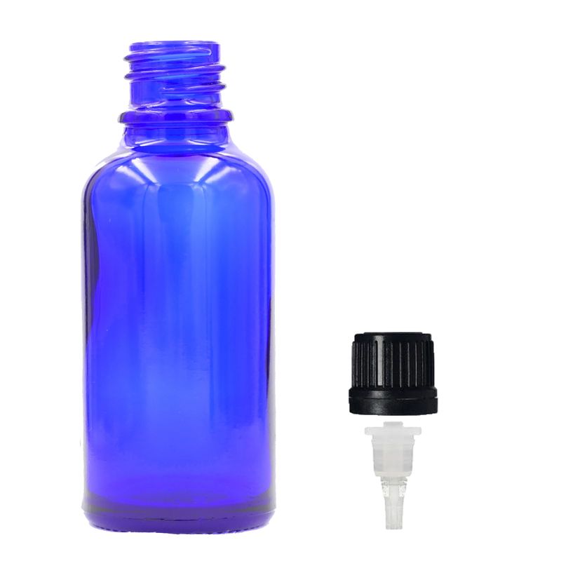 100ml Modrá Sklenená Fľaška s Kvapkadlom