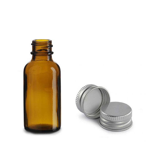 30 ml Fľaša Boston z Jantárového Skla s Hliníkovým Uzáverom
