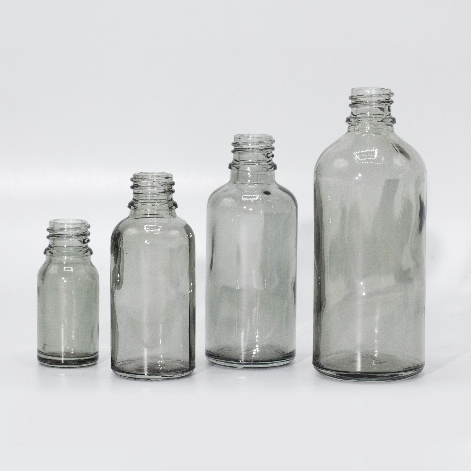 Smoke Grey Glass Dropper Bottles