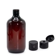 500ml Jantárová Plastová Fľaša Boston s Uzáverom 28mm