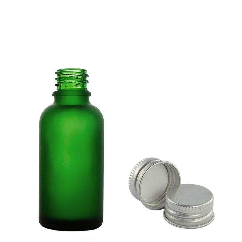 10 ml Matná zelená sklenená fľaša s hliníkovým uzáverom