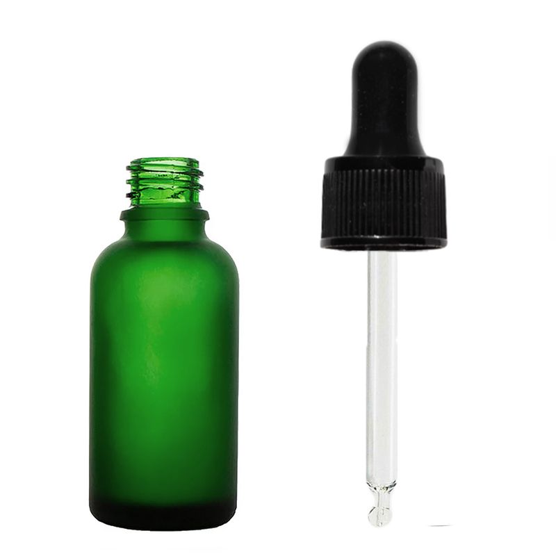 10 ml matná zelená sklenená fľaštička s čiernou pipetou