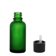 30 ml Matná zelená sklenená fľaša s detským bezpečnostným kvapkadlovým uzáverom