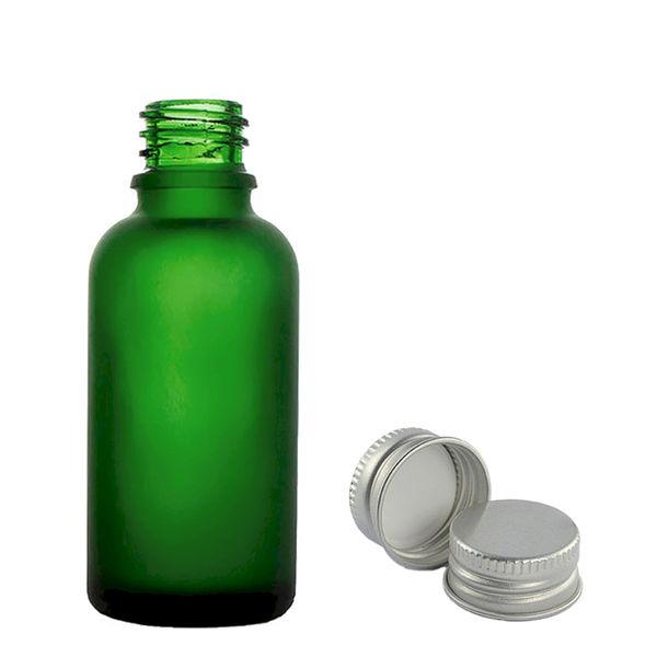 50 ml Matná zelená sklenená fľaša s hliníkovým uzáverom