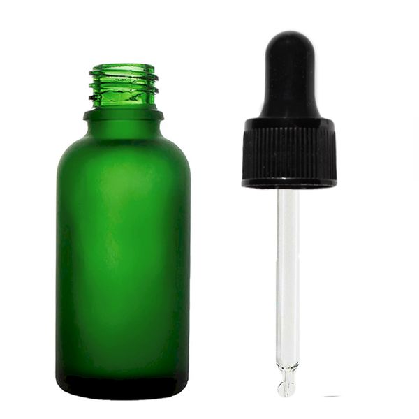 50 ml matná zelená sklenená fľaša s čiernou pipetou