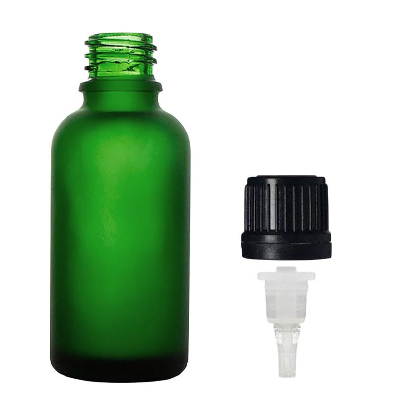 100 ml Matná zelená sklenená fľaša s kvapkadlovým uzáverom