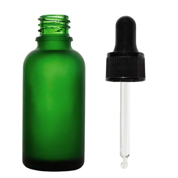 100 ml matná zelená sklenená fľaša s čiernou pipetou