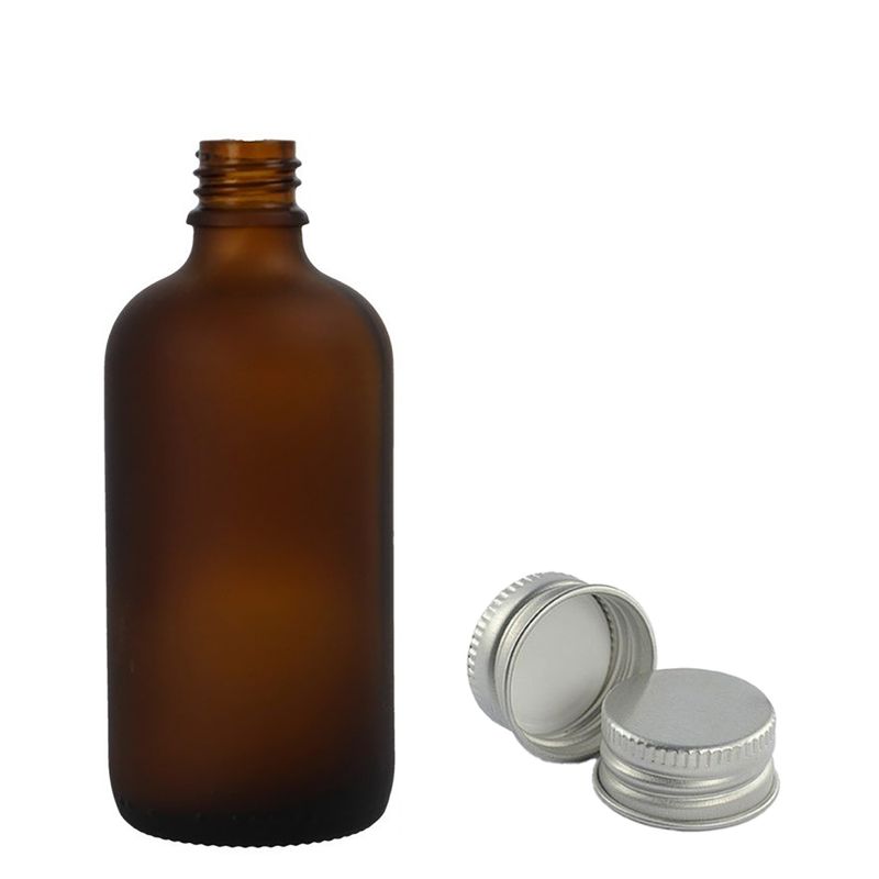 50 ml Matná jantárová sklenená fľaša s hliníkovým uzáverom