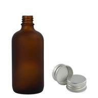 50 ml Matná jantárová sklenená fľaša s hliníkovým uzáverom