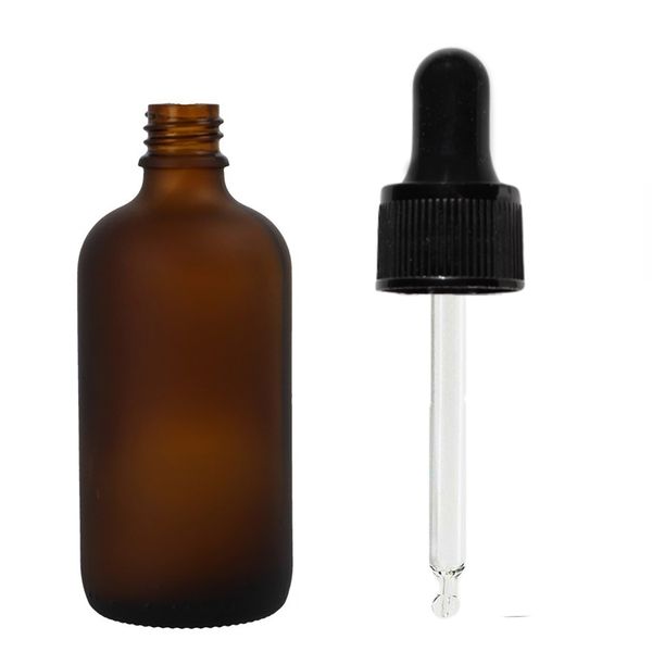 50 ml Matná jantárová sklenená fľaša s čiernou pipetou