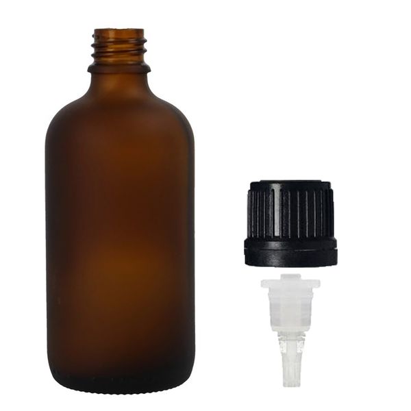 100 ml Matná jantárová sklenená fľaša s kvapkadlovým uzáverom