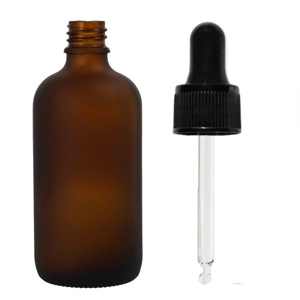 100 ml Matná jantárová sklenená fľaša s čiernou pipetou