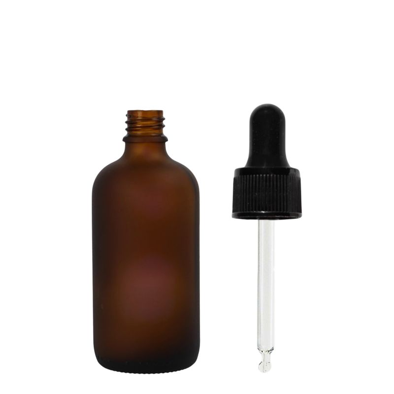 10 ml matná jantarová sklenená fľaša s čiernou pipetou