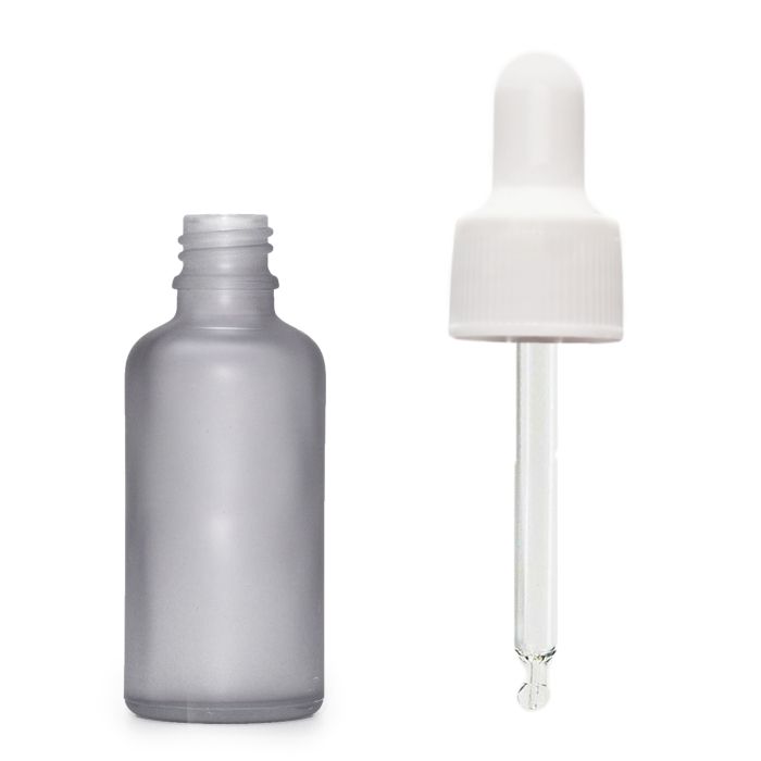 10ml Fľaška z Matného Šedého Skla  s Bielou Pipetou