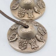 Prémiová mosadzná tibetská tingsha - Symboly šťastia - približne 6 cm (155 g)