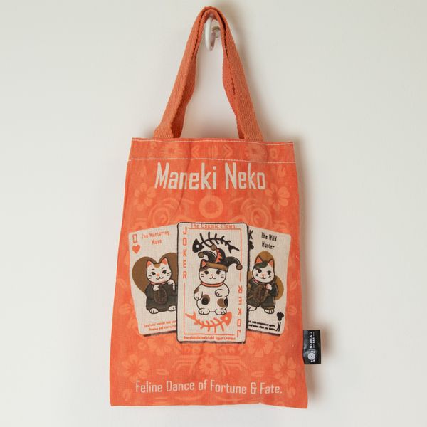 Ikonická Mini Základná Taška - Maneki Neko (4 rôzne dizajny) - (25x20 cm) - Prírodná 4oz