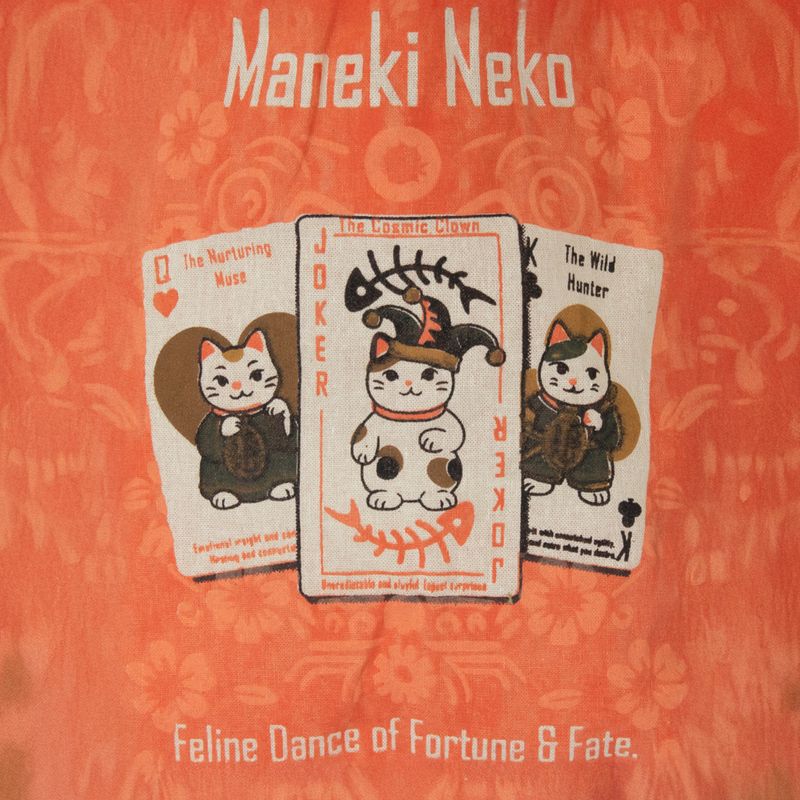 Ikonická Mini Základná Taška - Maneki Neko (4 rôzne dizajny) - (25x20 cm) - Prírodná 4oz