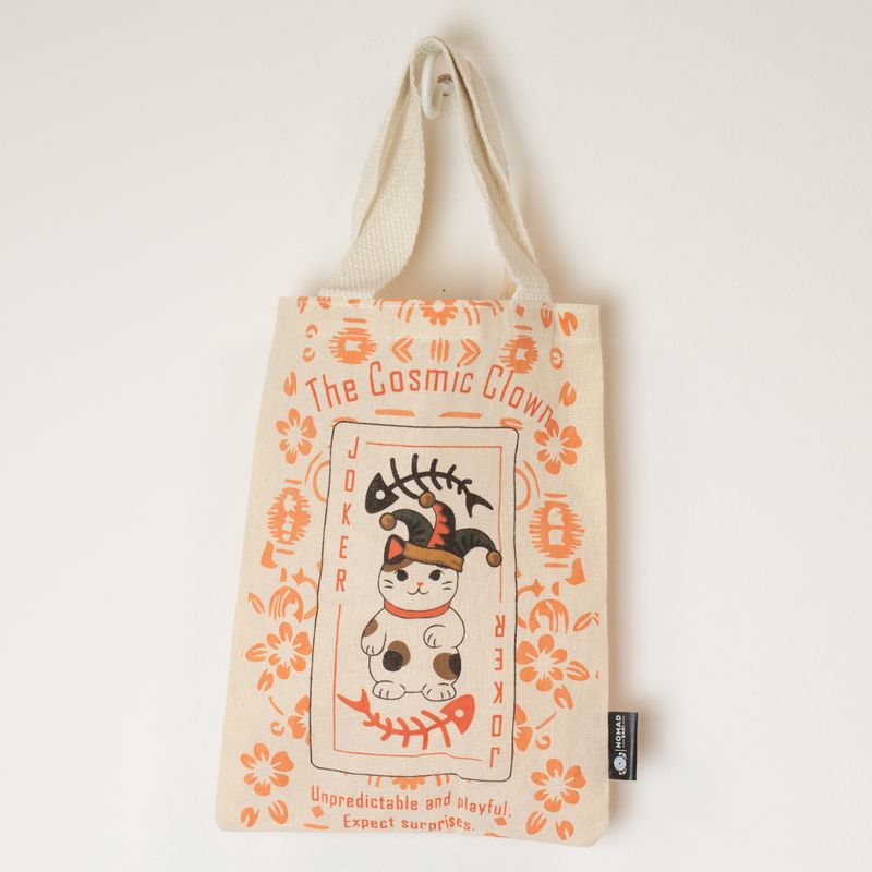 Ikonická Mini Základná Taška - Maneki Neko (4 rôzne dizajny) - (25x20 cm) - Prírodná 4oz