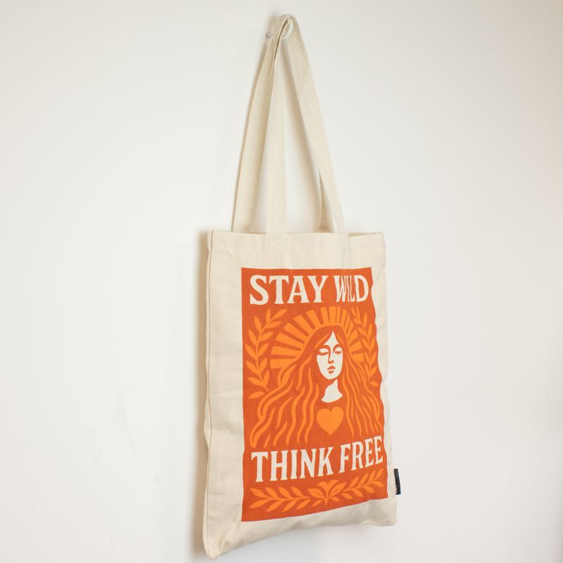 Ikonická Základná Taška - Stay Wild (41x31 cm) - Prírodná 10oz